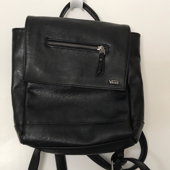 vans black leather backpack